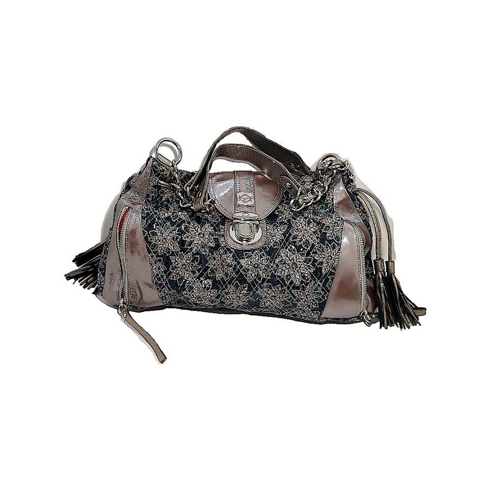 .114 SHOW Sharif Designed In New York Metallic Blue Green Sparkle Handbag